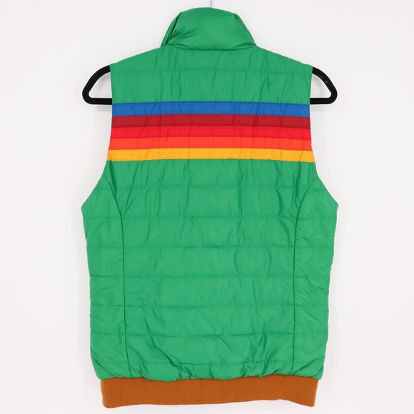 Aviator Nation Women's 5 Stripe Puffer Vest Size S Green Rainbow Non Glossy NWT - Picture 10 of 10
